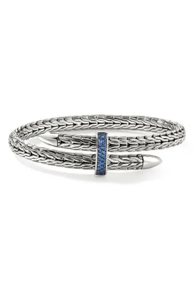 John Hardy Spear Silver Bypass Bracelet In Blue/silver