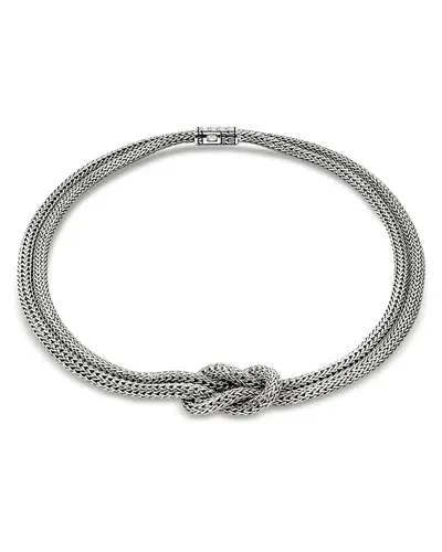 John Hardy Sterling Silver Love Knot Double Woven Chain Statement Necklace, 16