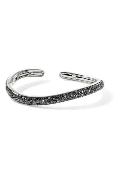 John Hardy Surf Hinged Diamond Cuff Bracelet In Sterling Silver