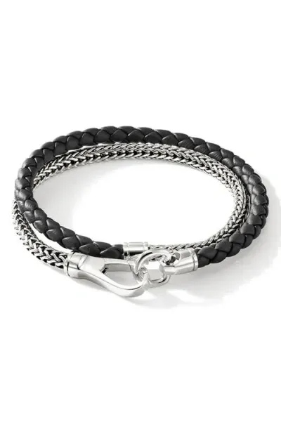 John Hardy Triple Layered Bracelet In Silver