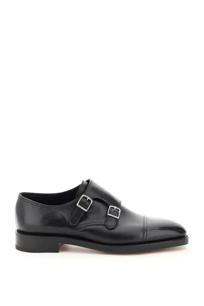 John Lobb Classic Black Leather Moccasins For Men