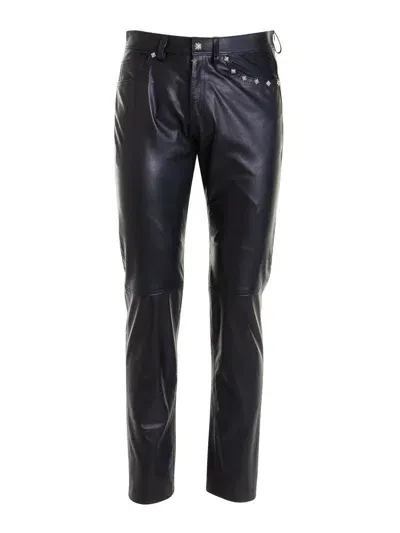 John Richmond Skinny Pants In Faux Leather In Negro