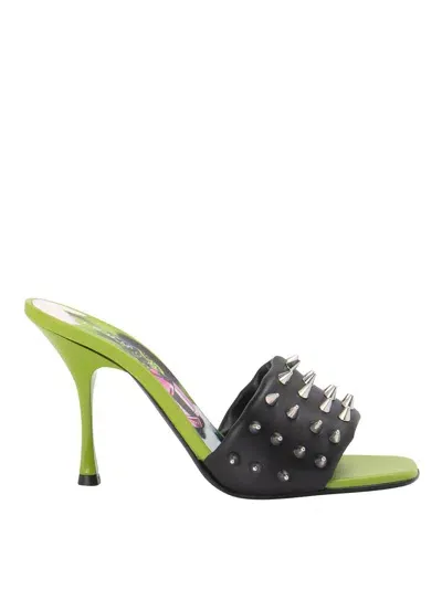 John Richmond Floral Print Studded Sandals In Negro