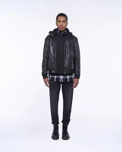 John Richmond Leather Jacket With Zip In Nero