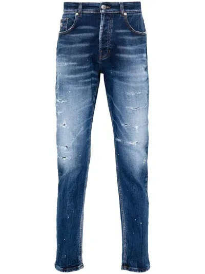 John Richmond Logo-plaque Slim-leg Jeans In Blue