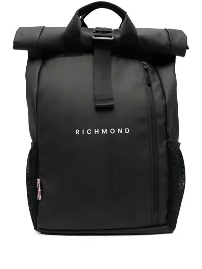 John Richmond Nylon Backpack With Logo In Black