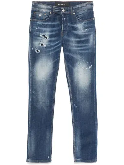 John Richmond Washed-effect Slim-cut Jeans In Blue