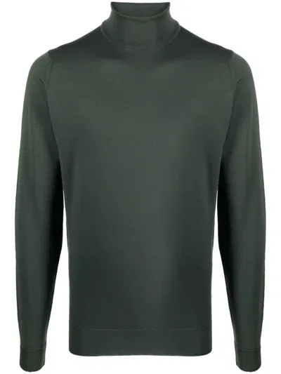 John Smedley Roll-neck Virgin-wool Jumper In Green