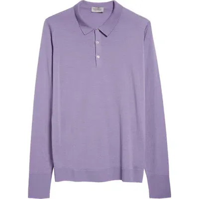 John Smedley Cotswold Wool Polo Sweater In Purple