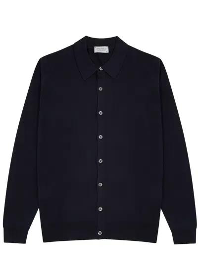 John Smedley Tibor Wool Cardigan In Black