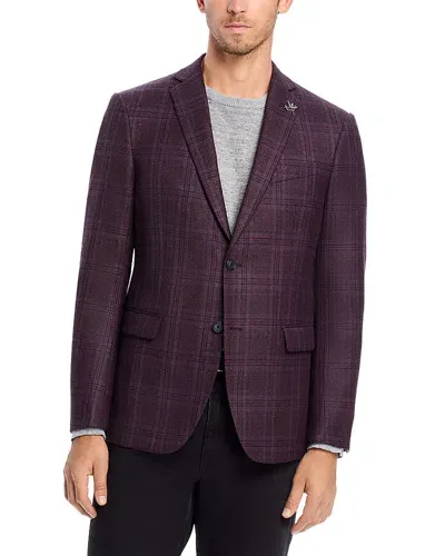 John Varvatos Brushed Plaid Slim Fit Sport Coat In Burgundy