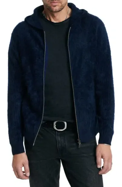 John Varvatos Catherine Hooded Cashmere Zip Cardigan In Midnight