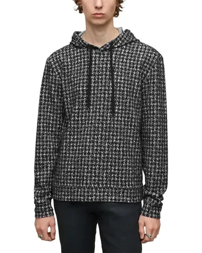 John Varvatos Delancy Houndstooth Print Hoodie In Grey