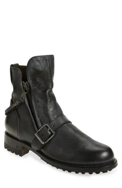 John Varvatos Folsom Double Zip Boot In Mineral Black