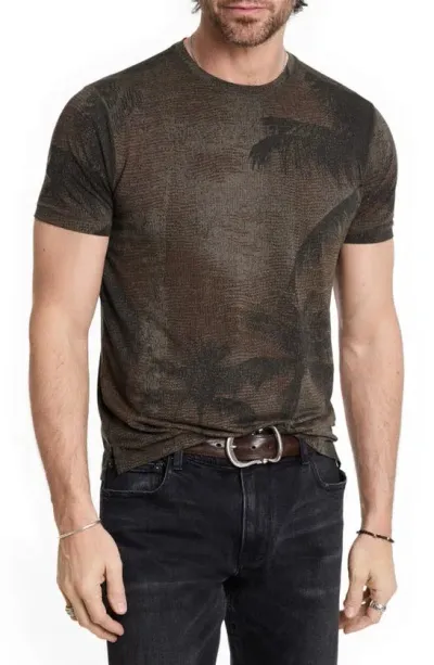 John Varvatos Gobi Palm Burnout T-shirt In Earth Brown