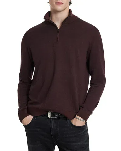 John Varvatos Grand Birdseye Half Zip Sweater In Oxblood