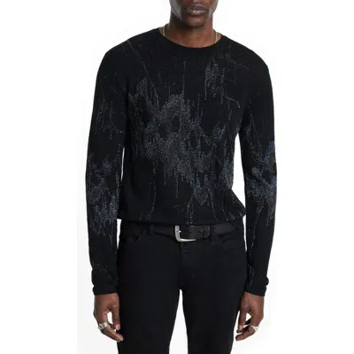 John Varvatos Hilo Night Sky Crewneck Sweater In Black