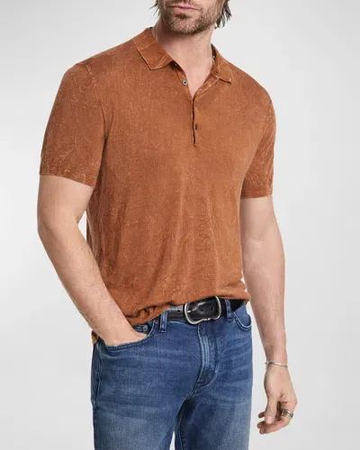 John Varvatos Chatham Crinkle Textured Regular Fit Polo Shirt In Hazelnut