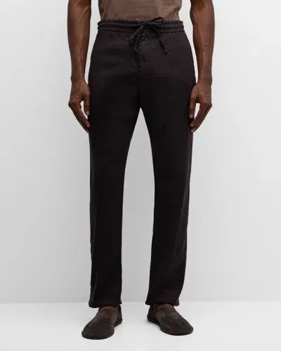 John Varvatos Men's Drawcord Straight Leg Pants In Black