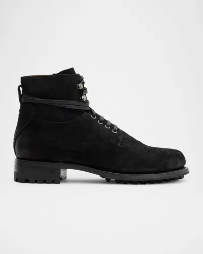 John Varvatos Men's Moto Suede Work Boots In Mineral Black