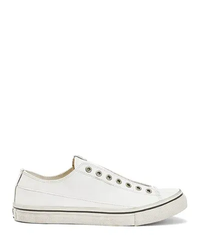 John Varvatos Men's Vulc Laceless Low Top Leather Shoes In White