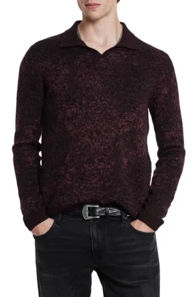 John Varvatos Oliver Organic Cotton Jacquard Sweater In Dark Plum