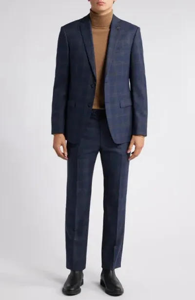 John Varvatos Plaid Wool Blend Suit In Blue