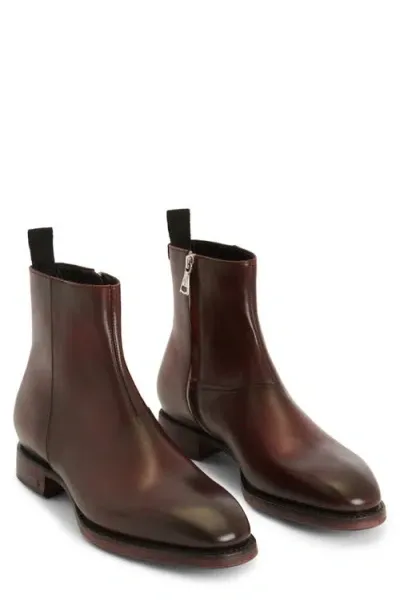 John Varvatos Regent Zip Ankle Boot In Wine