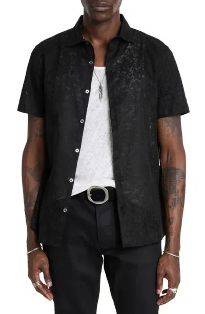 John Varvatos Short Sleeve Button-up Shirt In Black