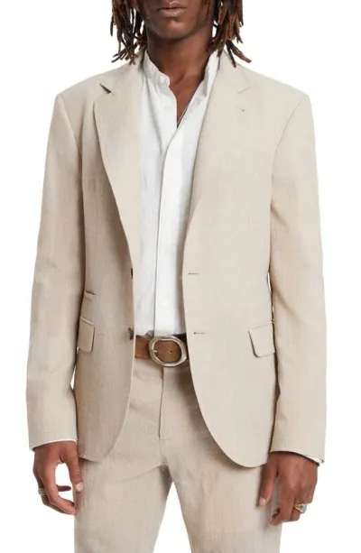 John Varvatos Slim Fit Textured Windowpane Check Wool Jacket In Camel