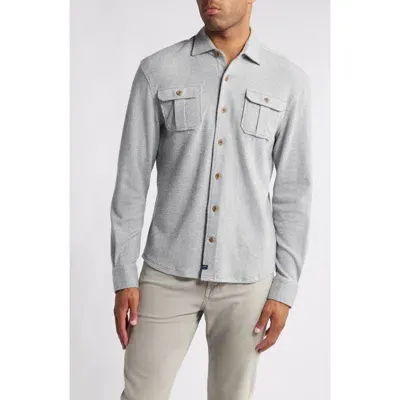 Johnnie-o Brayden Knit Flannel Button-up Shirt In Light Gray