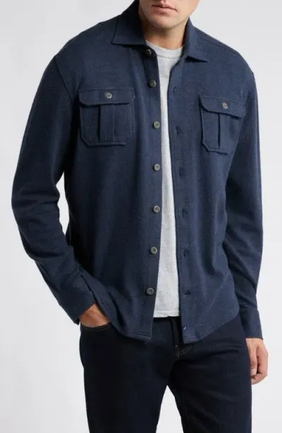 Johnnie-o Briggs Knit Flannel Button-up Shirt In Navy