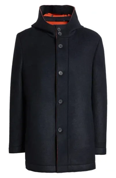 Johnnie-o Gerald Hooded Car Coat In Navy