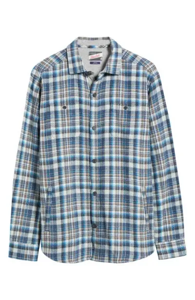 Johnnie-o Opry Plaid Brushed Twill Shirt Jacket In Laguna Blue