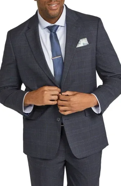 Johnny Bigg Bronson Check Stretch Suit Jacket In Navy