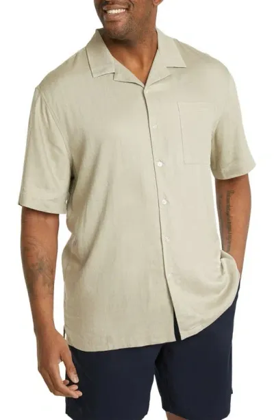 Johnny Bigg Casper Relaxed Fit Herringbone Camp Shirt In Sage