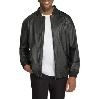 Johnny Bigg Curtis Faux Leather Bomber Jacket In Black