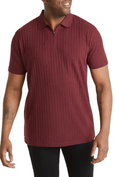 Johnny Bigg Page Zip Rib Polo In Pinot