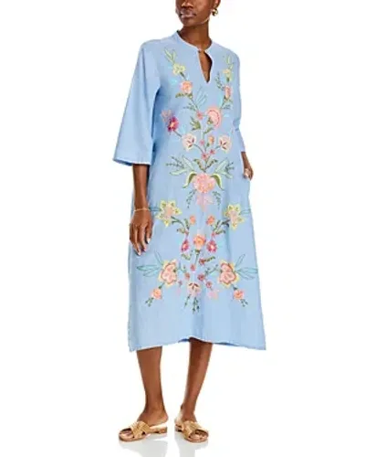 Johnny Was Camellia Cotton Dress In Light Denim