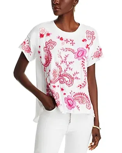 Johnny Was Cassia Embroidered Swing Tee In White