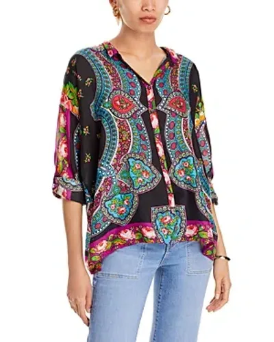 Johnny Was Rose Spark Seline Silk Blouse In Multi