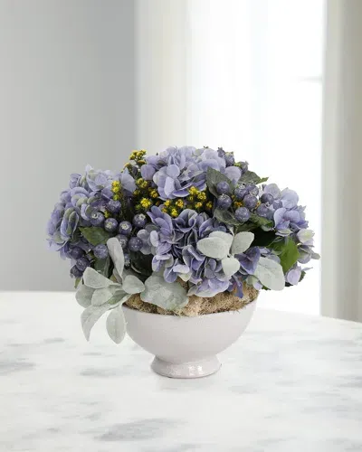 John-richard Collection Blue Bayou 12" Faux Floral Arrangement In Porcelain Bowl