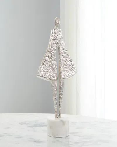 John-richard Collection Candid Silhouette Sculpture On Marble, 24" Tall In Silver