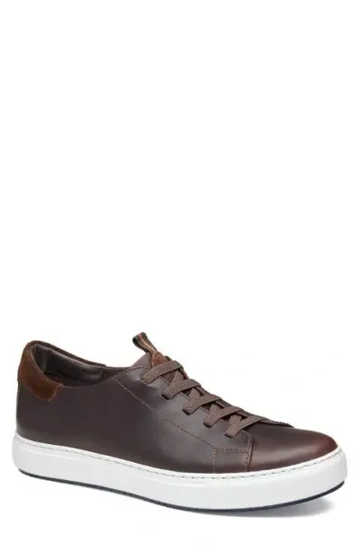 Johnston & Murphy Anson Lace To Toe Sneaker In Dark Brown English Full Grain