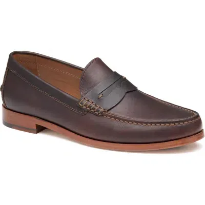 Johnston & Murphy Baldwin Penny Loafer In Dark Brown English Full Grain