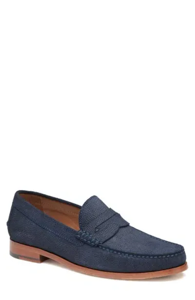 Johnston & Murphy Baldwin Penny Loafer In Navy English Suede