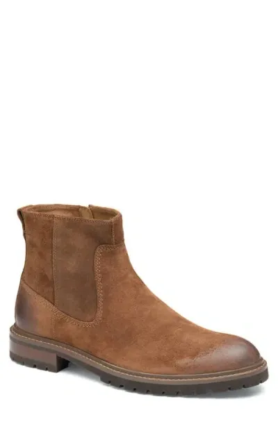 Johnston & Murphy Barret Zip Boot In Brown Waxed Suede