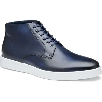 Johnston & Murphy Bolivar Plain Toe Chukka Boot In Navy Hand-stained It Calfskin