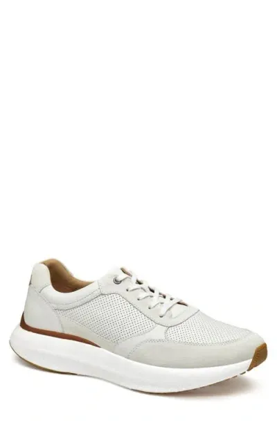 Johnston & Murphy Briley Perforated Sneaker In Ivory Full Grain