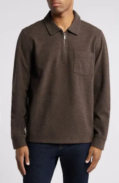 Johnston & Murphy Brushed Knit Pullover In Brown